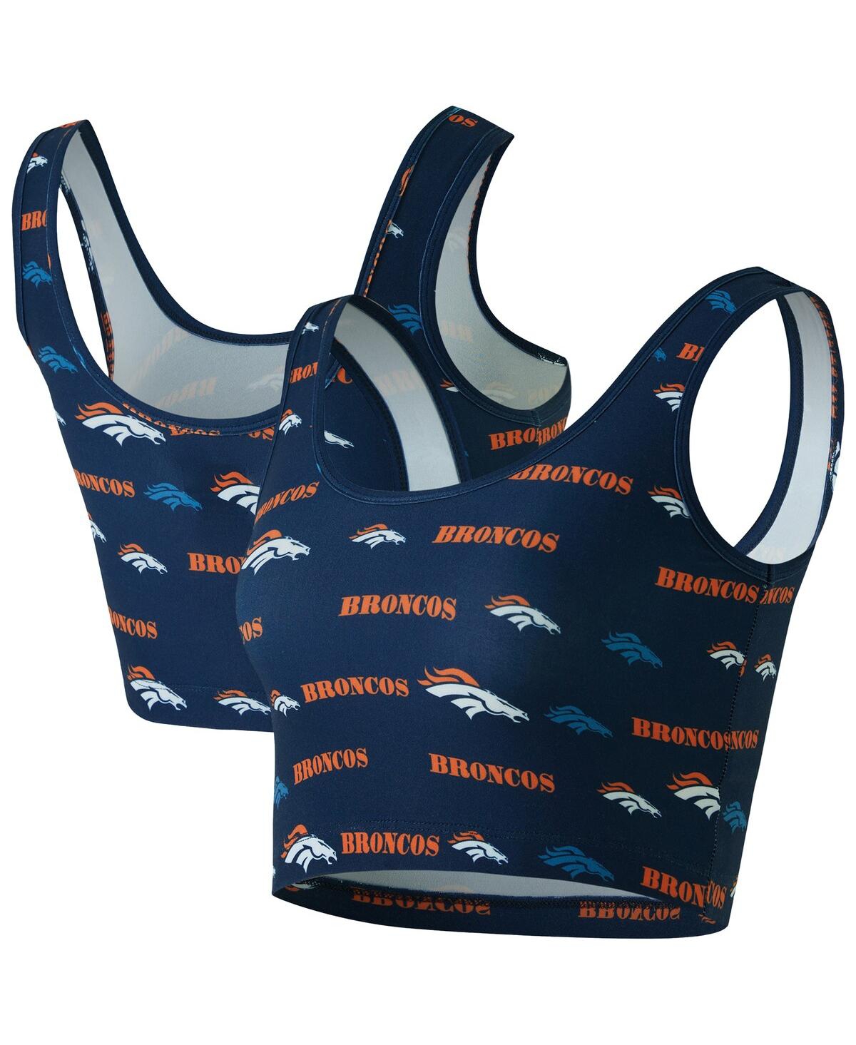 Concepts Sport Women's Navy Denver Broncos Mosaic Allover Print Bralette In Blue