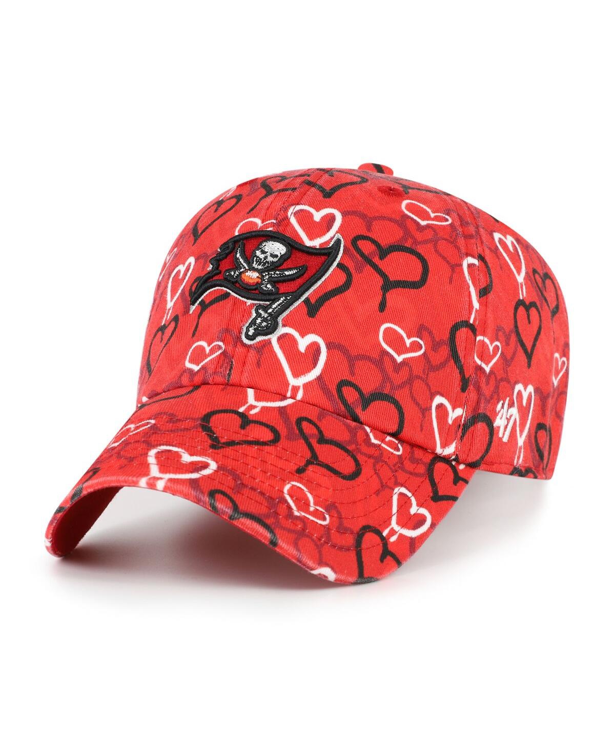 47 Brand Kids' Big Girls Red Tampa Bay Buccaneers Mural Clean Up Adjustable Hat In Orange