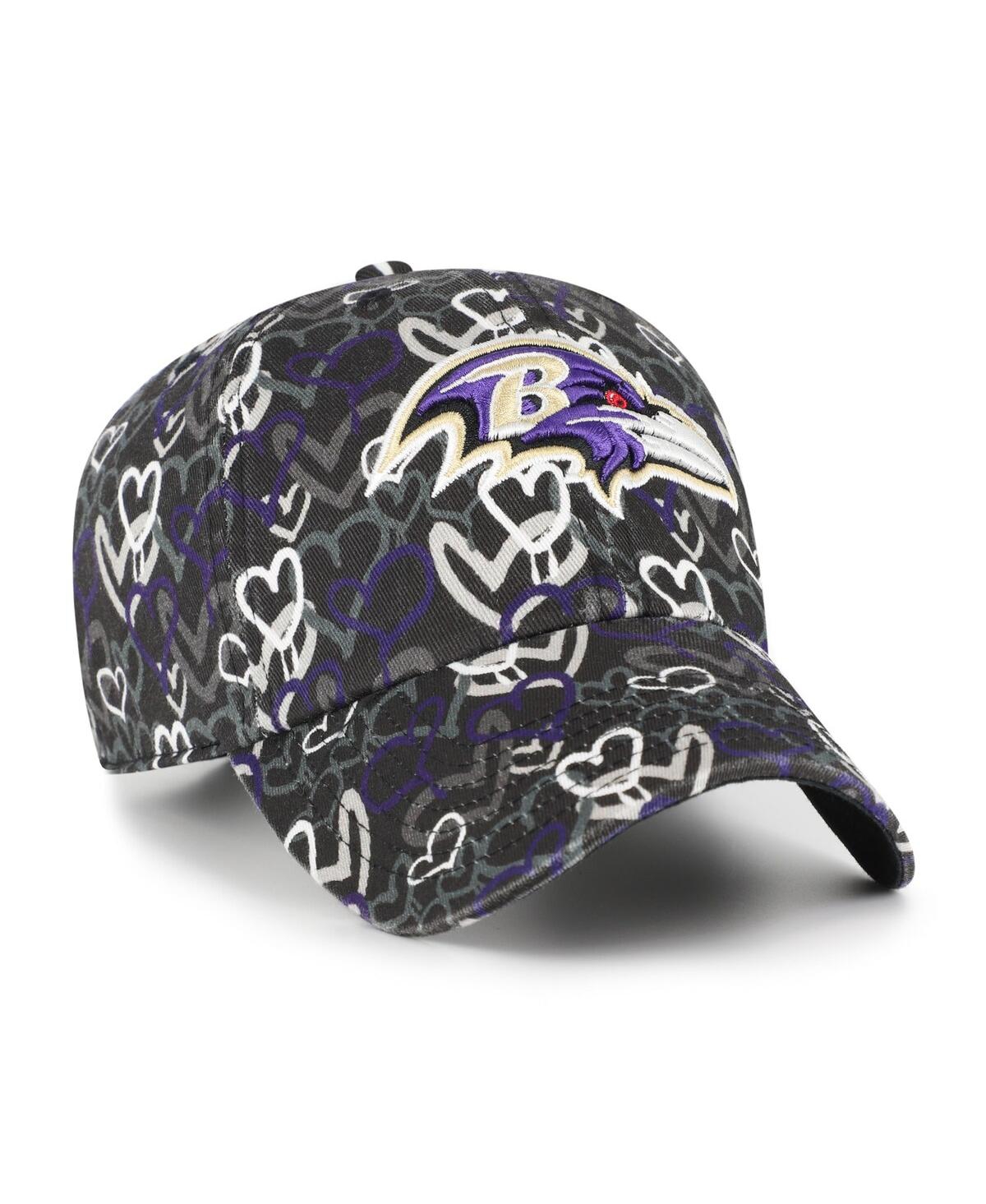 47 Brand Big Girls Black Baltimore Ravens Mural Clean Up Adjustable Hat In Black