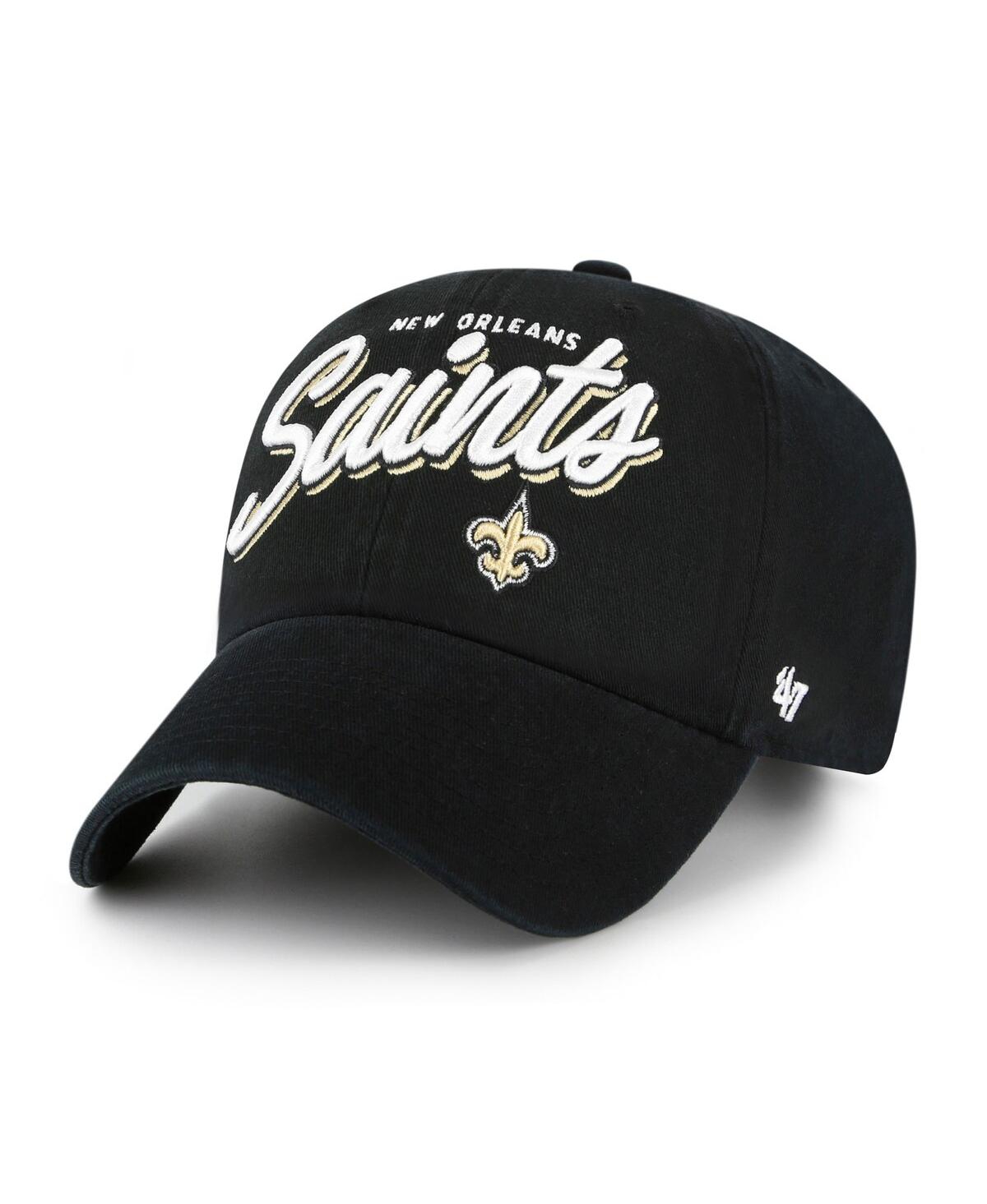 47 Brand Women's Black New Orleans Saints Ariana Clean Up Adjustable Hat In Black