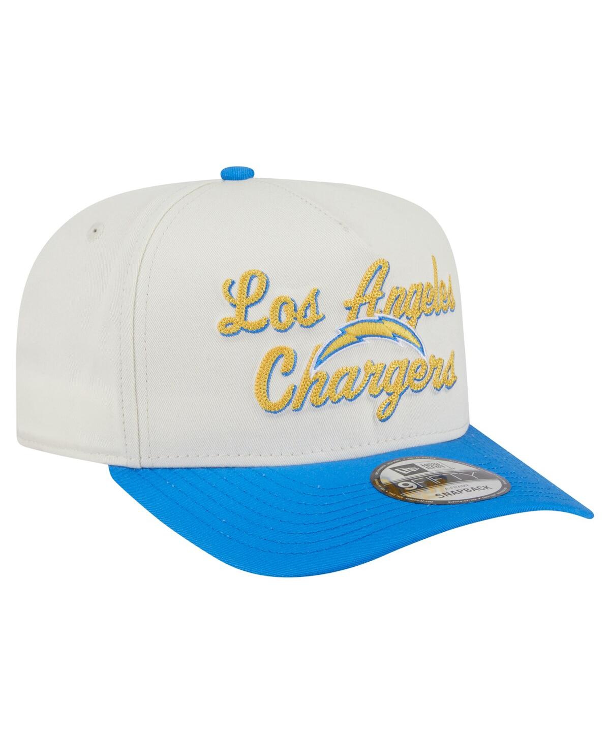 New Era Men's Cream/powder Blue Los Angeles Chargers Chainstitch A-frame 9fifty Adjustable Hat In Neutral