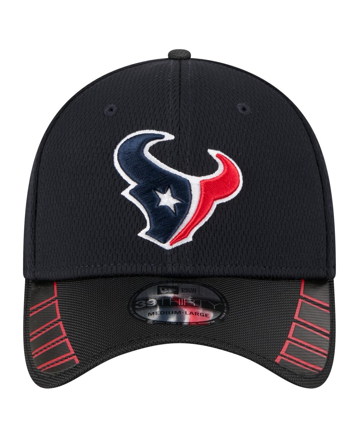 New Era Men's Navy Houston Texans Visor Hit 39thirty Flex Hat In Black