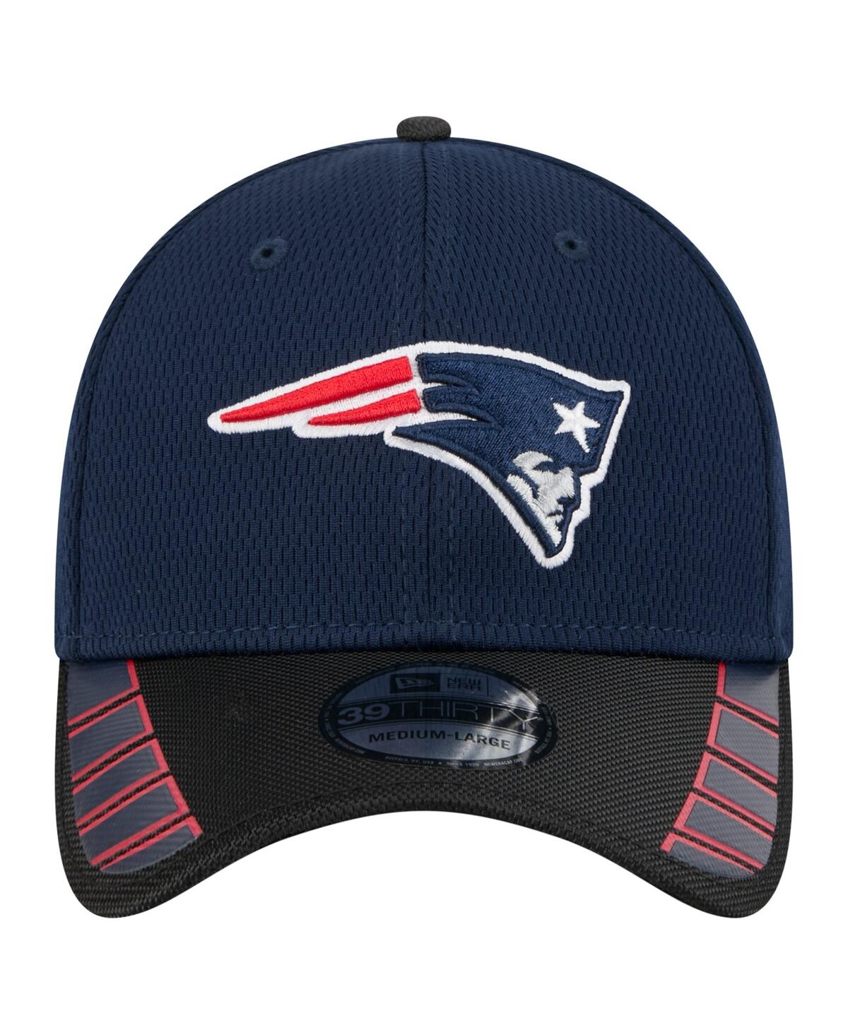 New Era Men's Navy New England Patriots Visor Hit 39thirty Flex Hat In Blue