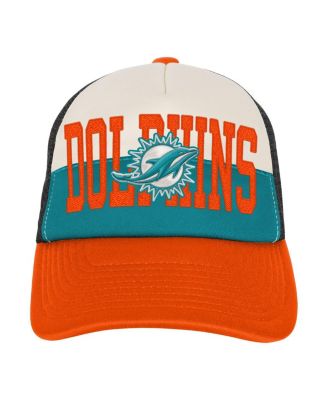 Big Boys and Girls White/Orange Miami Dolphins Modern Fan Trucker Adjustable Hat
