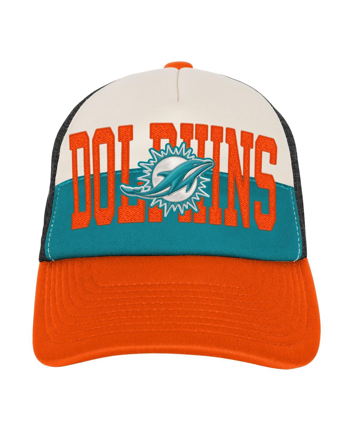 Outerstuff Big Boys And Girls White/orange Miami Dolphins Modern Fan Trucker Adjustable Hat In Orange