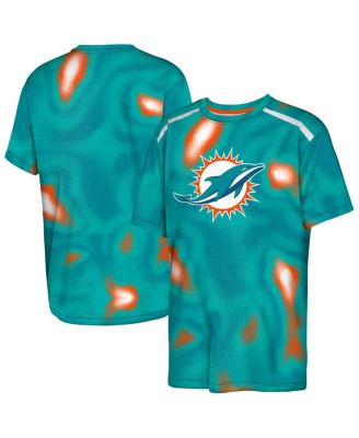 Outerstuff - Big Boys and Girls Aqua Miami Dolphins End Zone Dri-Tek T-Shirt