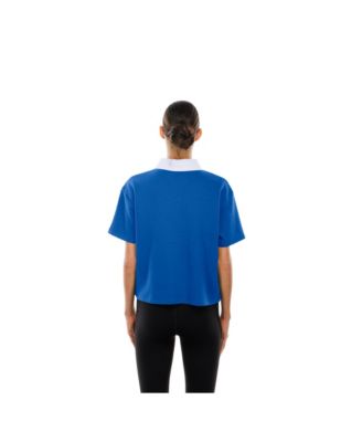 Women's Royal Buffalo Bills Throwback Boxy Cropped Polo Shirt