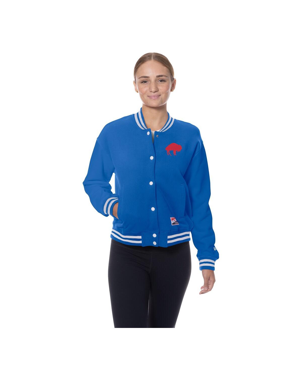New Era Women's Royal Buffalo Bills Throwback Fleece Full-snap Jacket In Blue