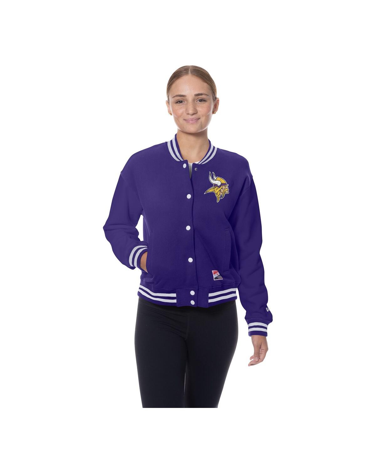 New Era Women's Purple Minnesota Vikings Throwback Fleece Full-snap Jacket In Purple