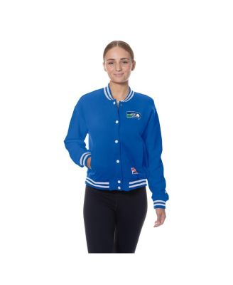 Women's Royal Seattle Seahawks Throwback Fleece Full-Snap Jacket