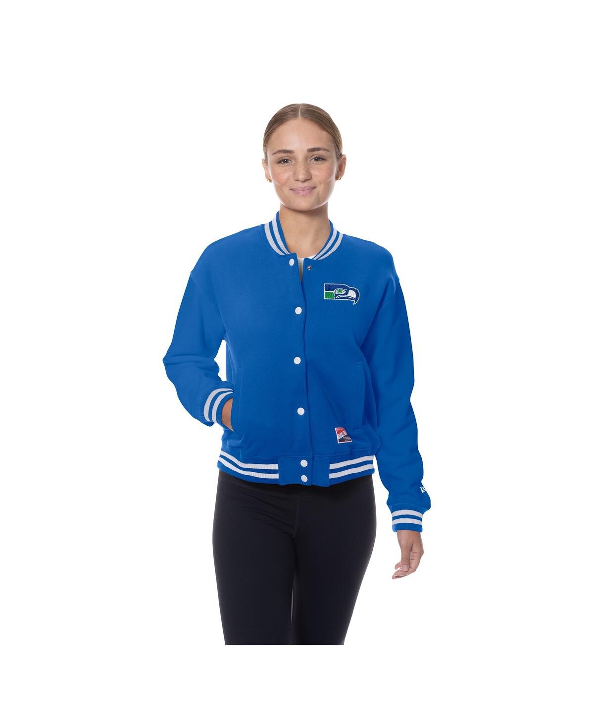 New Era Women's Royal Seattle Seahawks Throwback Fleece Full-snap Jacket In Blue