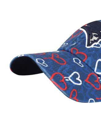 Big Girls Navy New England Patriots Mural Clean Up Adjustable Hat