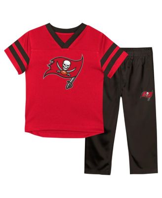 Outerstuff - Toddler Red/Pewter Tampa Bay Buccaneers Red Zone V-Neck T-Shirt Pants Set