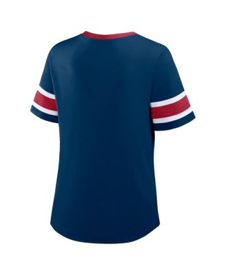 Women's Navy Houston Texans Plus Size Red Zone Athena Lace-Up V-Notch Neck T-Shirt