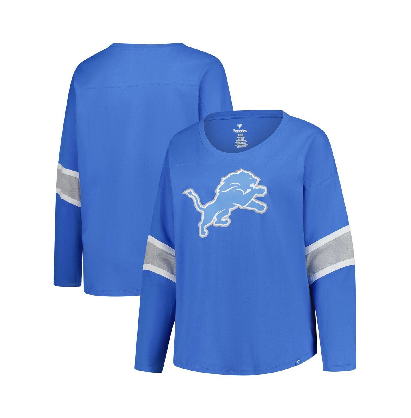 Женская футболка Fanatics Blue Detroit Lions Plus Size Redzone 3/4-Sleeve Scoop Neck — фото 1