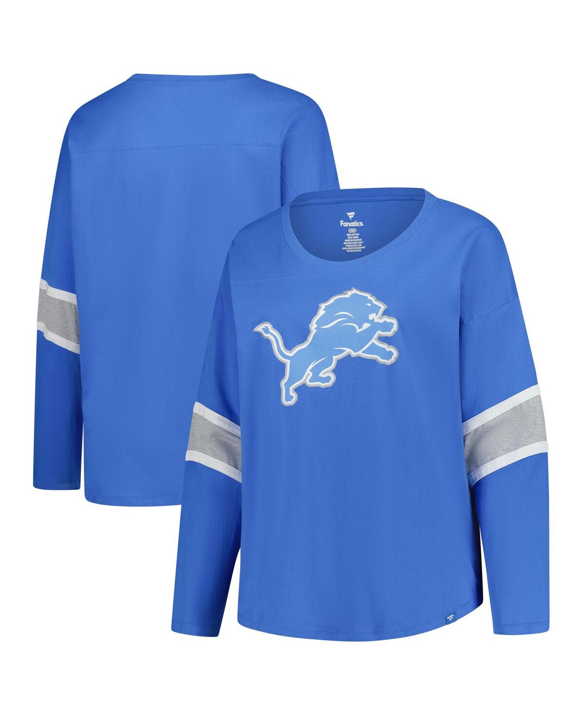 Fanatics Women's Blue Detroit Lions Plus Size Redzone 3/4-sleeve Scoop Neck T-shirt In Blue