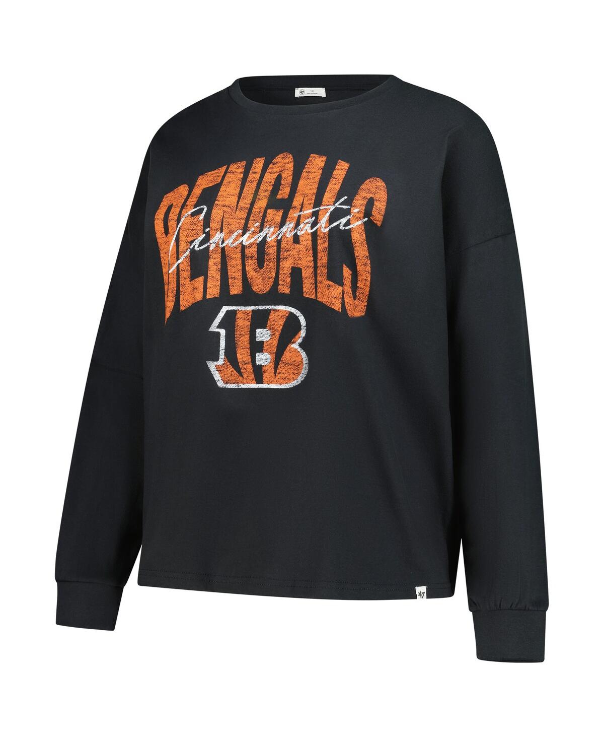 47 Brand Women's Black Cincinnati Bengals Plus Size Muse Sydney Long Sleeve T-shirt In Black