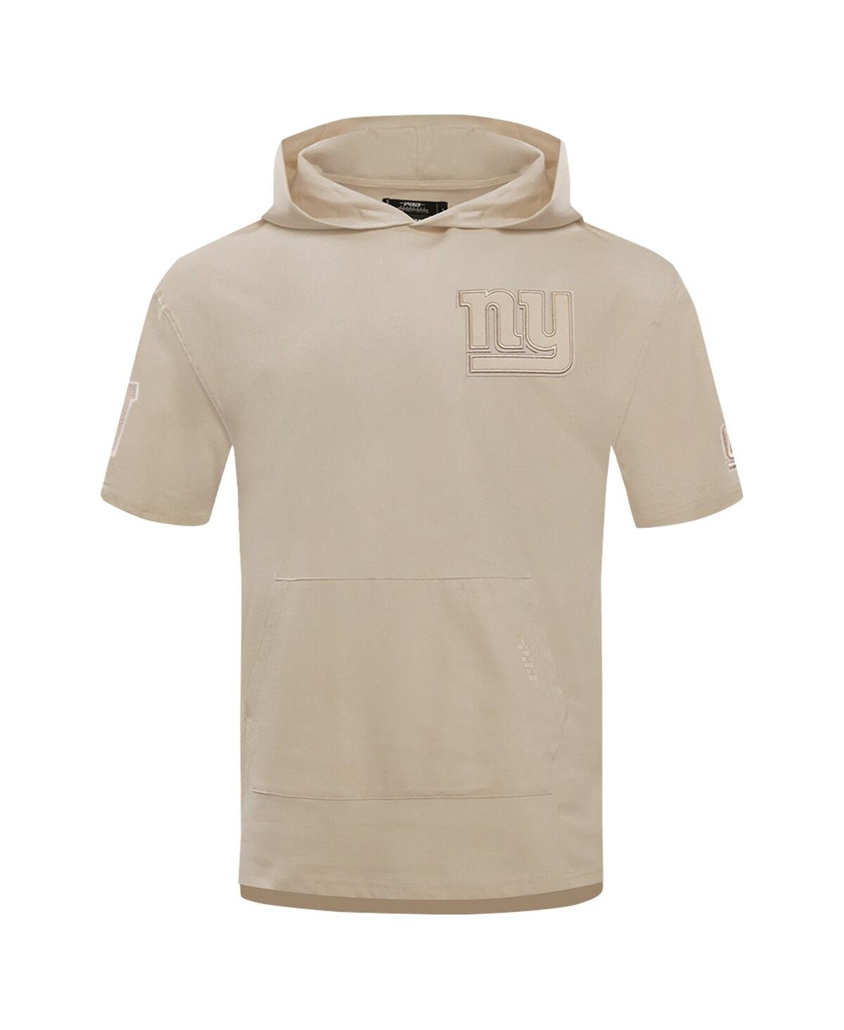 Pro Standard Men's Tan New York Giants Neutrals Capsule Short Sleeve Pullover Hoodie In Neutral