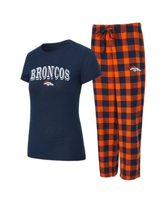 Concepts Sport - Women's&nbsp;Navy, Orange Denver Broncos Avondale T-Shirt Pants Flannel PJ Set