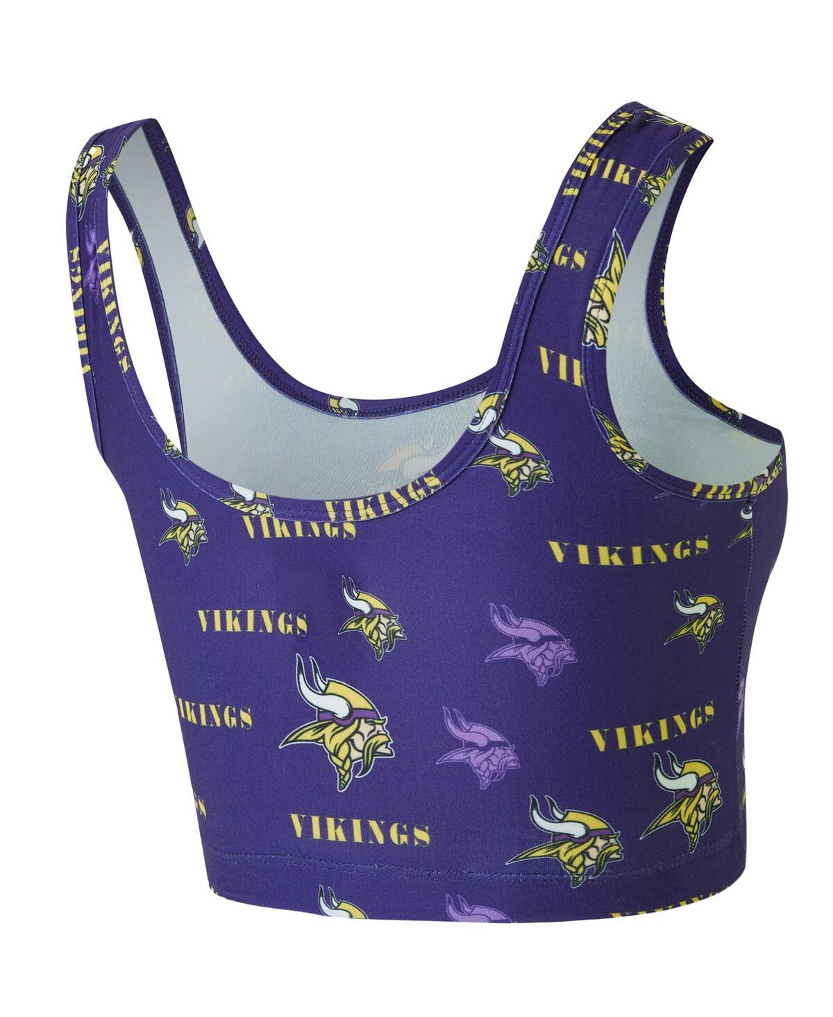 Concepts Sport Women's Purple Minnesota Vikings Mosaic Allover Print Bralette In Blue