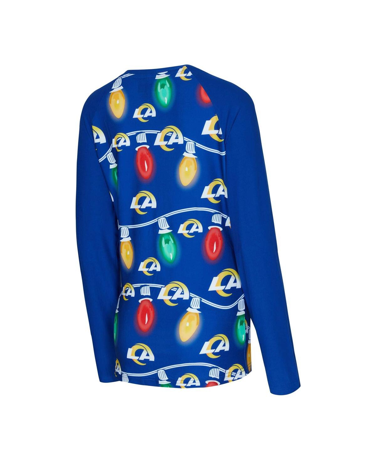 Concepts Sport Women's Los Angeles Rams Garland Knit Raglan Long Sleeve Top Pants Set In Blue