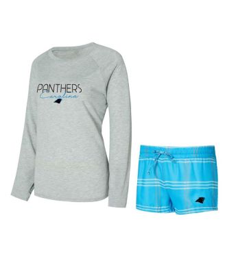 Concepts Sport - Women's Blue/Gray Carolina Panthers Petition Raglan Long Sleeve Top and Shorts Set
