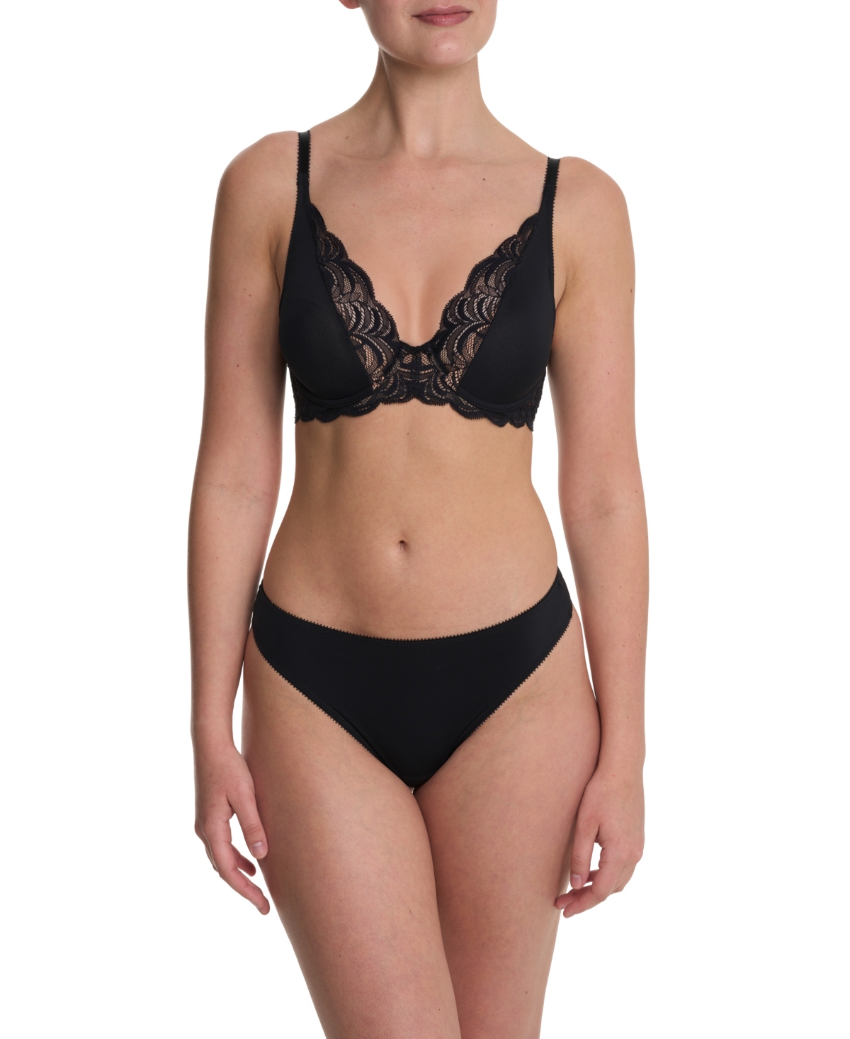 Natori Persuasion Lace Convertible Plunge T-shirt Bra In Black