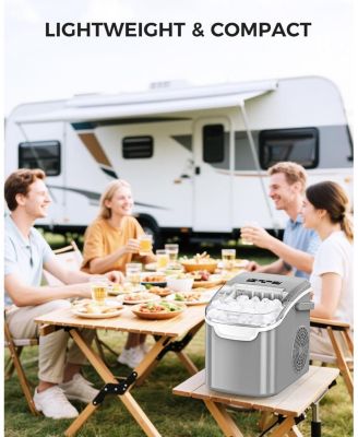 Countertop Ice Maker Machine, 8 Ice Cubes in 6 mins, 26lb/Day Ice with 2 Sizes- Portable Mini, Basket/Scoop for Home/Party/Bar