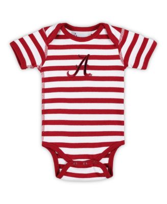 Two Feet Ahead - Baby Boys and Girls Crimson Alabama Crimson Tide Stripe Shoulder Bodysuit