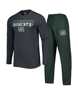 Concepts Sport - Men's Green/Charcoal Ohio Bobcats Meter Long Sleeve Top and Pants Sleep Set