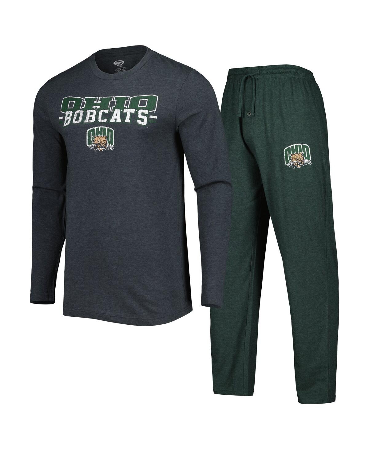Concepts Sport Men's Green/charcoal Ohio Bobcats Meter Long Sleeve Top And Pants Sleep Set In Green