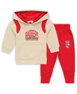 Wes & Willy - Baby Boys and Girls Wisconsin Badgers Color Block Pullover Hoodie and Sweatpants Set