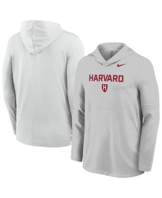 Nike - Men's Gray Harvard Crimson Sideline Dri-FIT Lightweight Hooded Sweatshirt