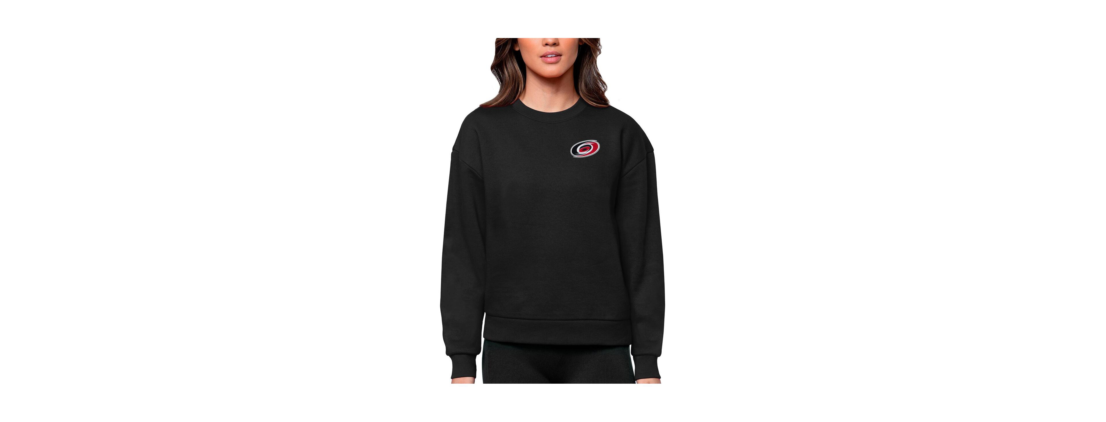 Antigua Women's Black Carolina Hurricanes Primary Logo Victory Crewneck Pullover Sweatshirt