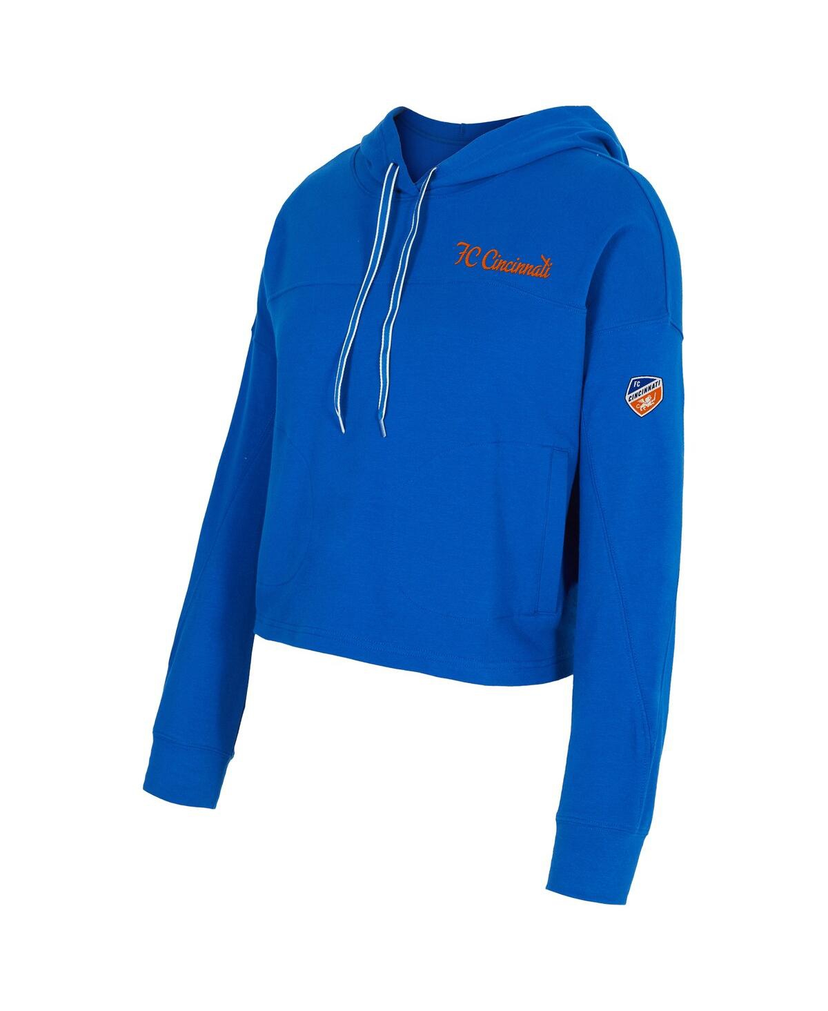 Concepts Sport Women's Blue Fc Cincinnati Elevation Tri-blend Long Sleeve Pullover Hoodie In Blue