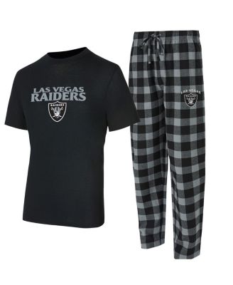 Concepts Sport - Men's Black/Silver Las Vegas Raiders Avondale T-shirt and Flannel Pants Set