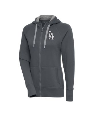 Women's Charcoal Los Angeles Dodgers Brushed Metallic Victory Full-Zip Hoodie