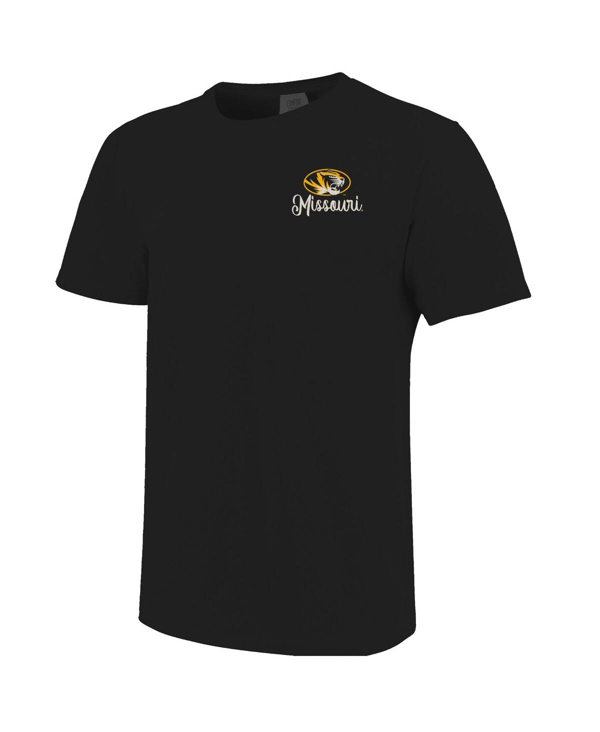 Image One Women's Black Missouri Tigers Comfort Colors Campus Scene Drawing Script T-shirt In Blue