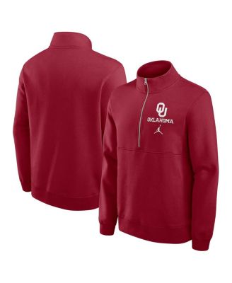 Jordan - Men's Crimson Oklahoma Sooners Primetime Club Half-Zip Pullover Sweatshirt