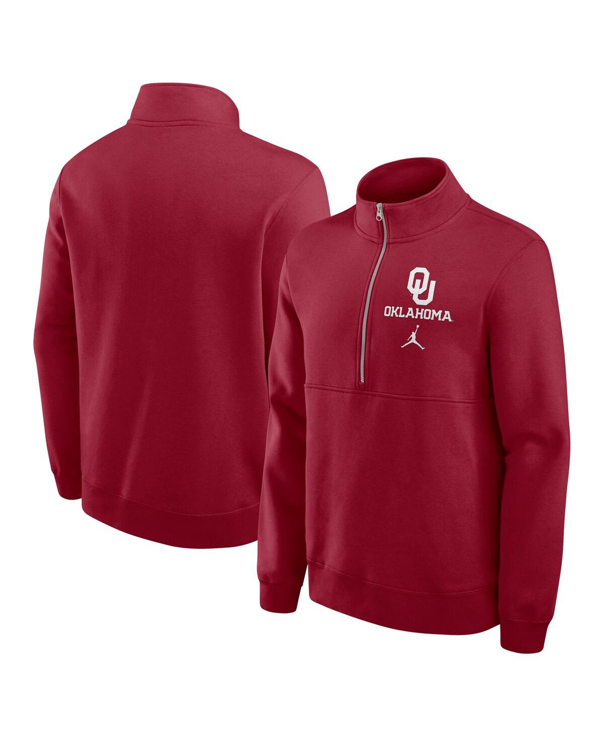 Jordan Men's Crimson Oklahoma Sooners Primetime Club Half-zip Pullover Sweatshirt In Red