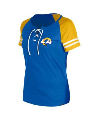 Women's Royal Los Angeles Rams Lace-Up Raglan T-Shirt