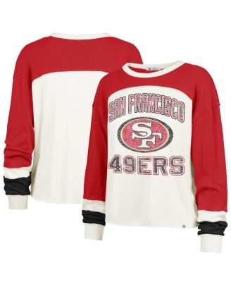 '47 Brand - Women's Cream/Scarlet San Francisco 49ers Plus Size Double Header Curve Toni Long Sleeve T-Shirt