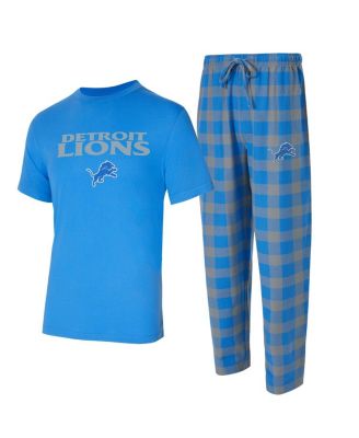 Concepts Sport - Men's Blue/Silver Detroit Lions Big Tall Avondale T-Shirt Flannel Pants Sleep Set