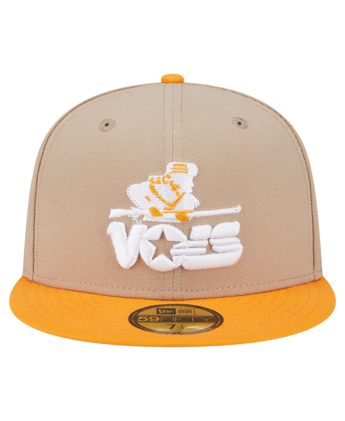 New Era Men's Khaki Tennessee Volunteers Throwback Two-tone 59fifty Fitted Hat In Orange