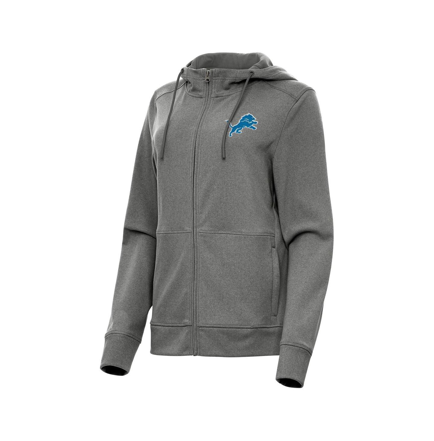 Женская куртка Antigua Heather Charcoal Detroit Lions Seeker Full-Zip Hooded — фото 1