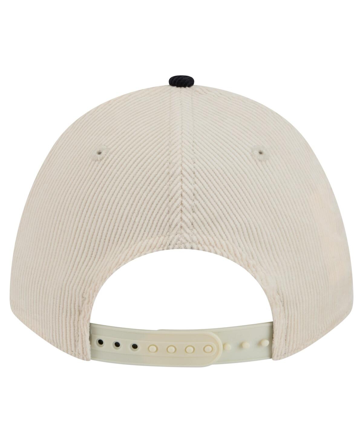 New Era Men's Cream/navy New York Yankees Sided Corduroy 9forty A-frame Adjustable Hat In White