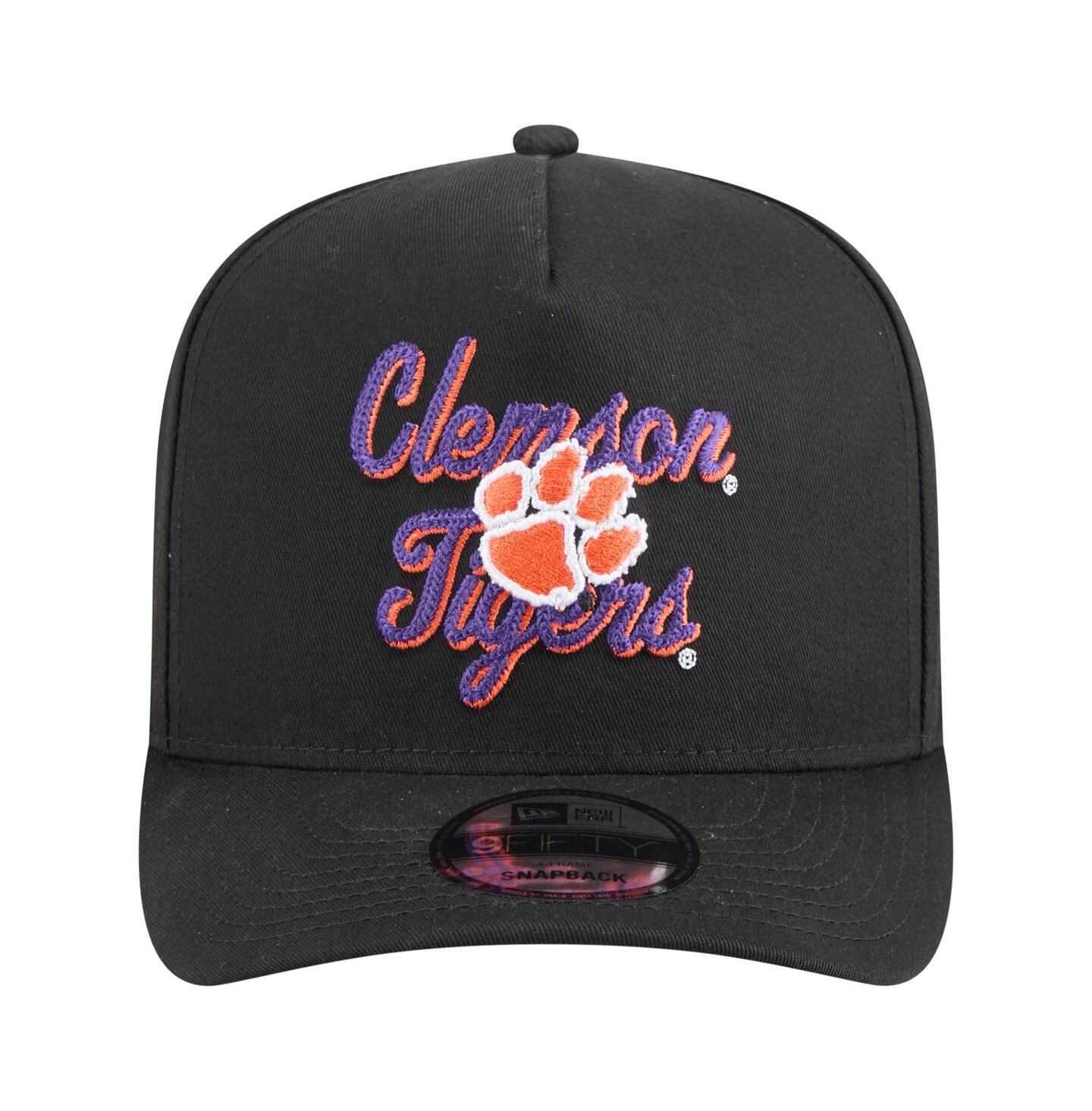 Мужская кепка New Era Black Clemson Tigers Vintage Chainstitch 9FIFTY A-Frame Snapback Hat — фото 2
