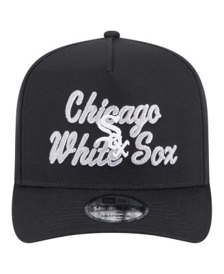 Men's Black Chicago White Sox Chainstitch 9FIFTY A-Frame Snapback Hat