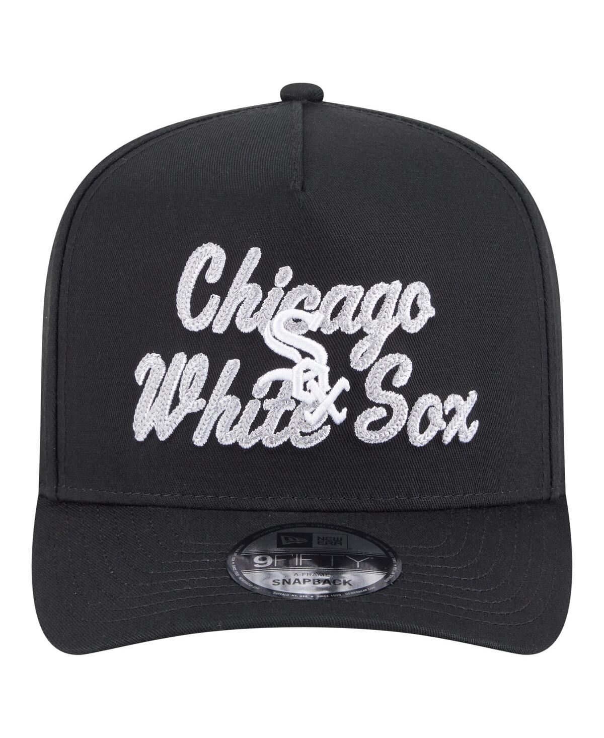 New Era Men's Black Chicago White Sox Chainstitch 9fifty A-frame Snapback Hat In Black
