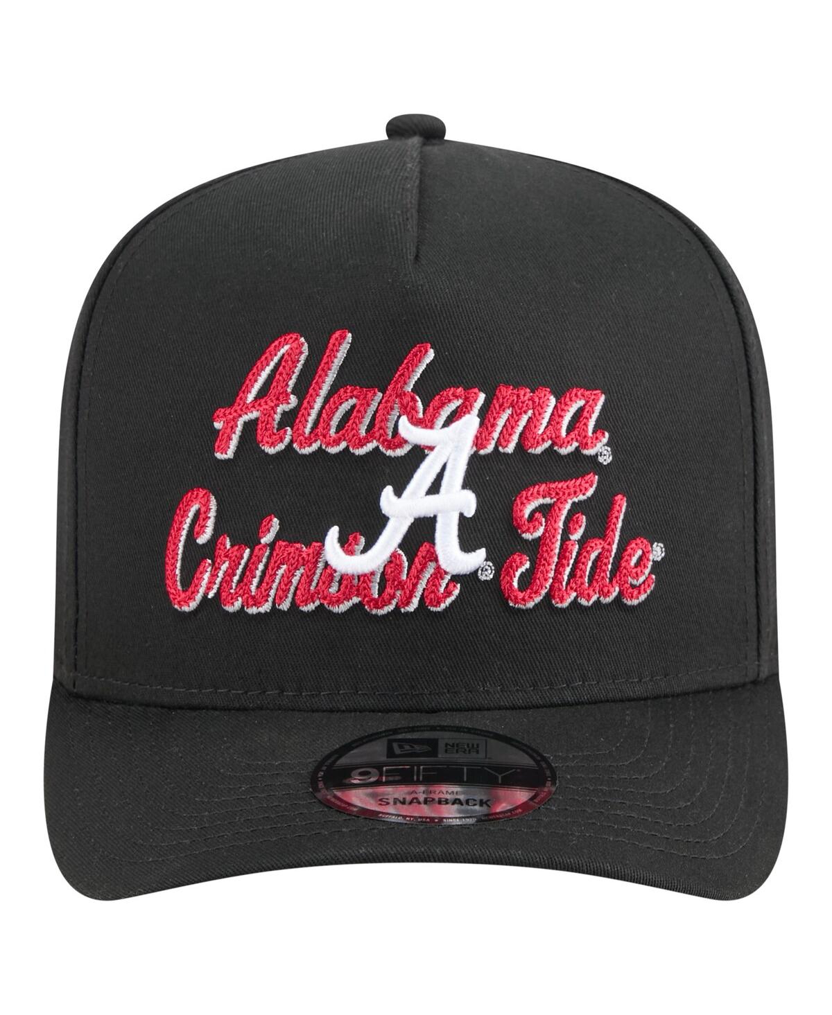 New Era Men's Black Alabama Crimson Tide Vintage Chainstitch 9fifty A-frame Snapback Hat In Black